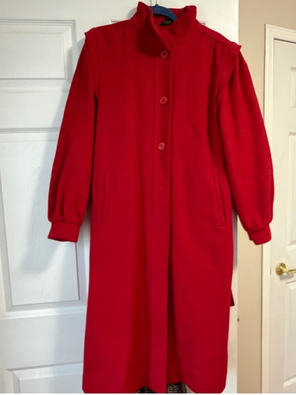 100% Wool Women’s Full Length Red Winter Trench with Satin Lining